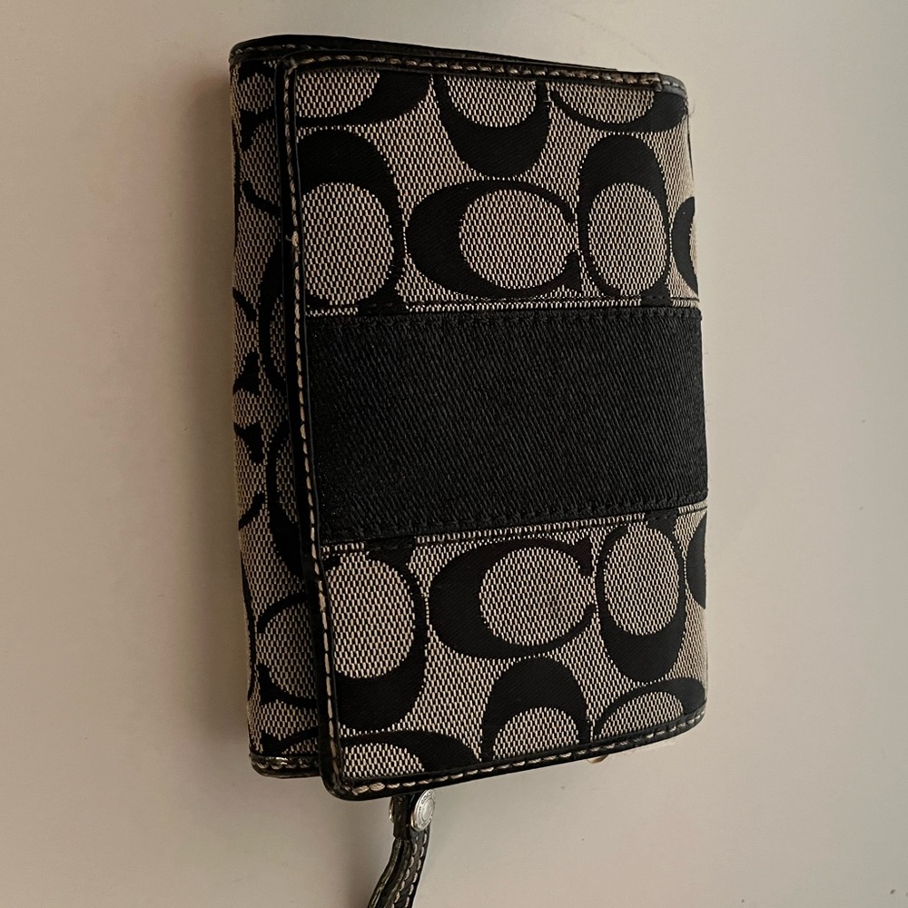 Coach Bi-fold monogram cotton & leather wallet